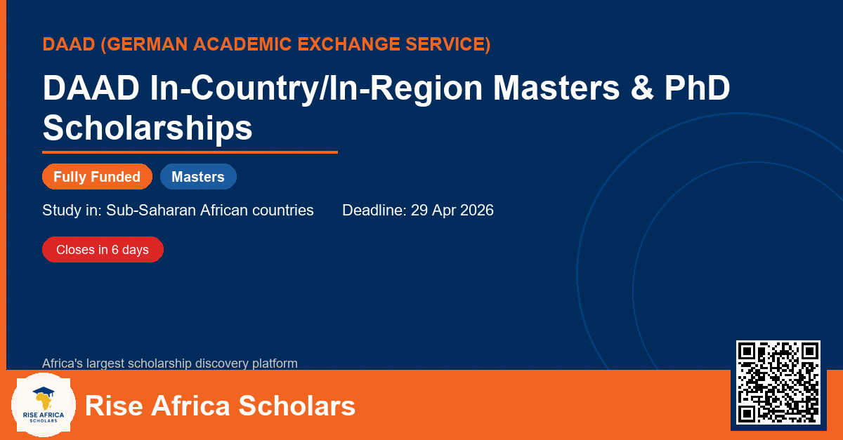 Daad Rise Cv Example DAAD In-Country/In-Region Masters & PhD Scholarships - Rise Africa Scholars