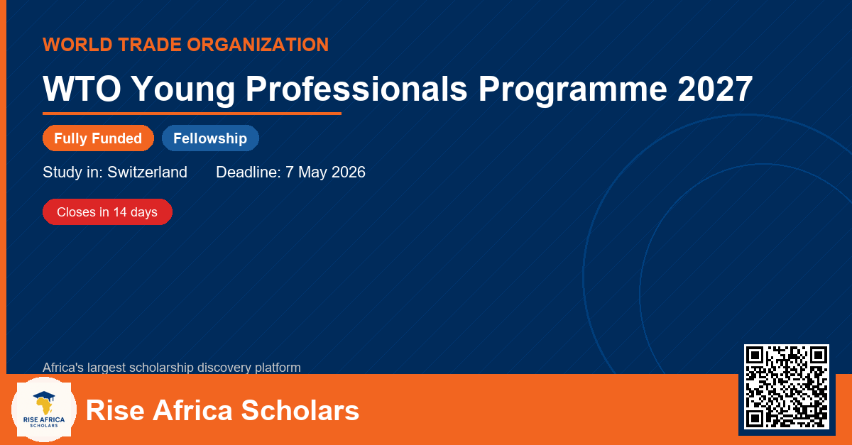 WTO Young Professionals Programme 2027 - Rise Africa Scholars