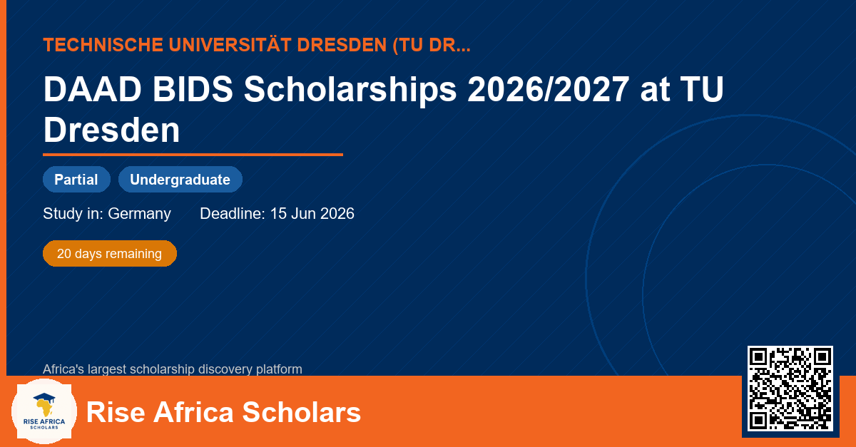 Daad Rise Cv Example DAAD BIDS Scholarships 2026/2027 at TU Dresden - Rise Africa Scholars